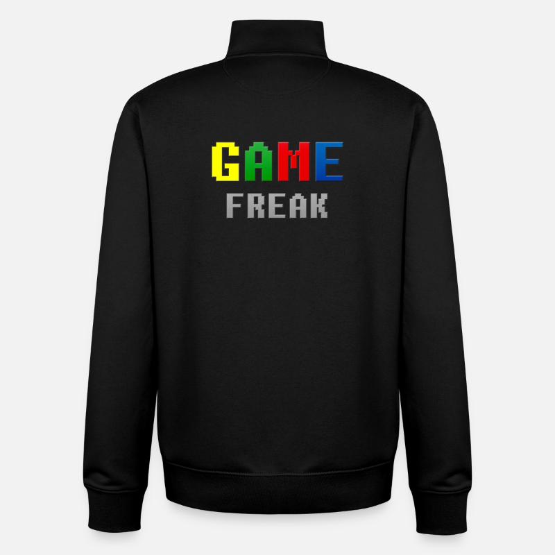 Retro Pixel Game Freak Theme - Unisex Organic Zip Sweatshirt by Stanley/Stella - black