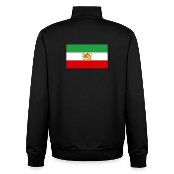 Lion et Soleil Drapeau iranien - Sweat zippé unisexe en coton bio Stanley/Stella - noir - Dos - AI Model Male 185 light (185cm)