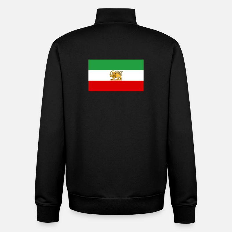 Lion et Soleil Drapeau iranien - Sweat zippé unisexe en coton bio Stanley/Stella - noir