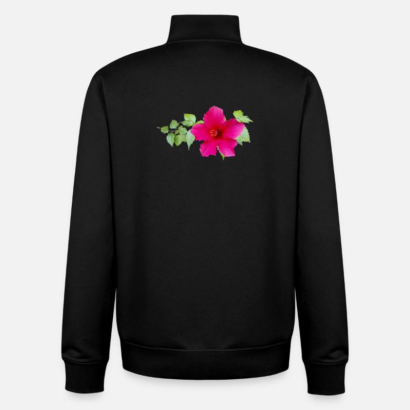 Hibiscus de Chine – Fleurs exotiques - Sweat zippé unisexe en coton bio Stanley/Stella - noir