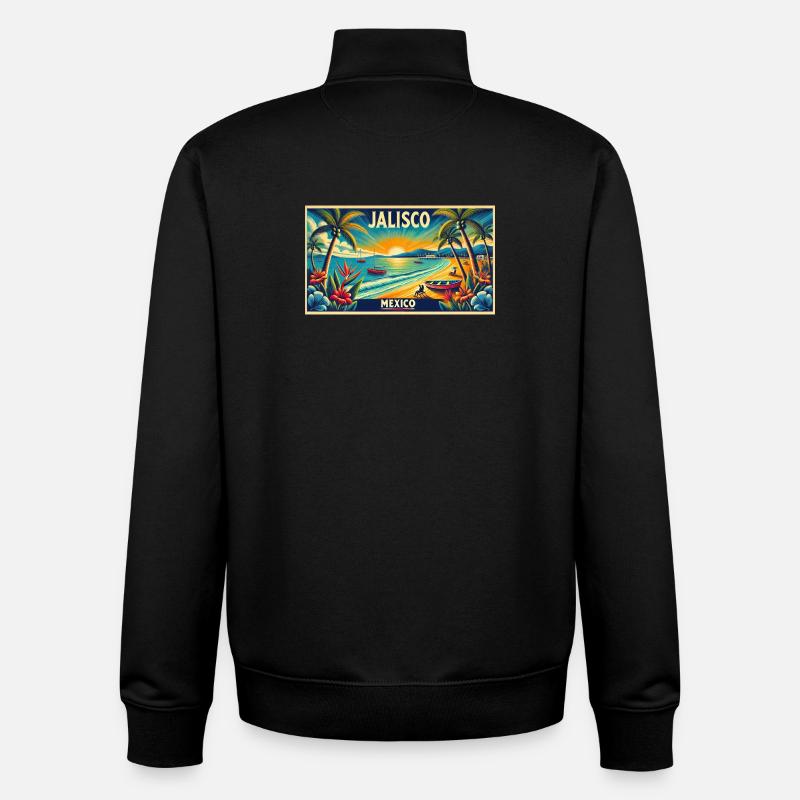 Jalisco Mexico beach palm design - Unisex Organic Zip Sweatshirt by Stanley/Stella - black