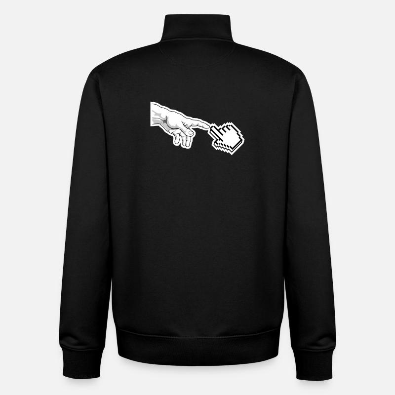 Pixel pointeur main art - Sweat zippé unisexe en coton bio Stanley/Stella - noir