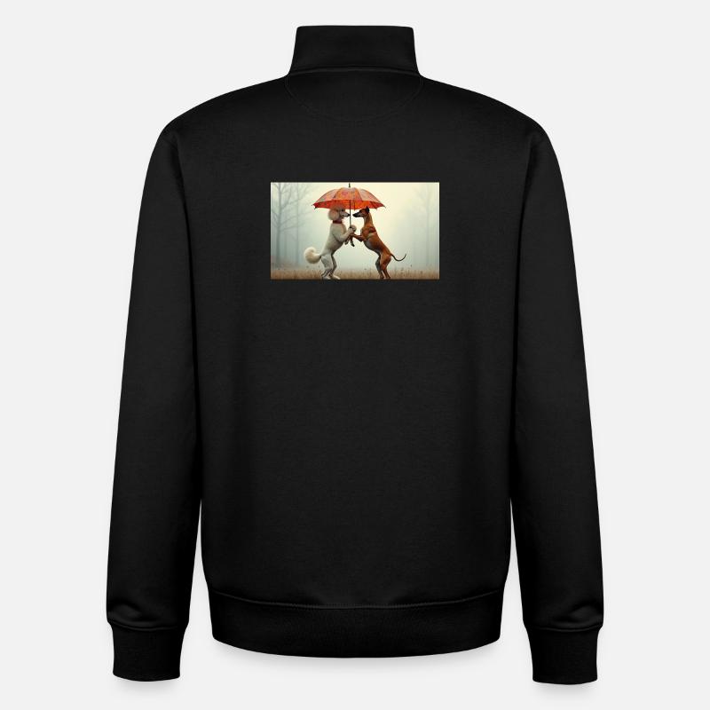 Hunde unter Regenschirm - Unisex Organic Zip Sweatshirt von Stanley/Stella - Schwarz