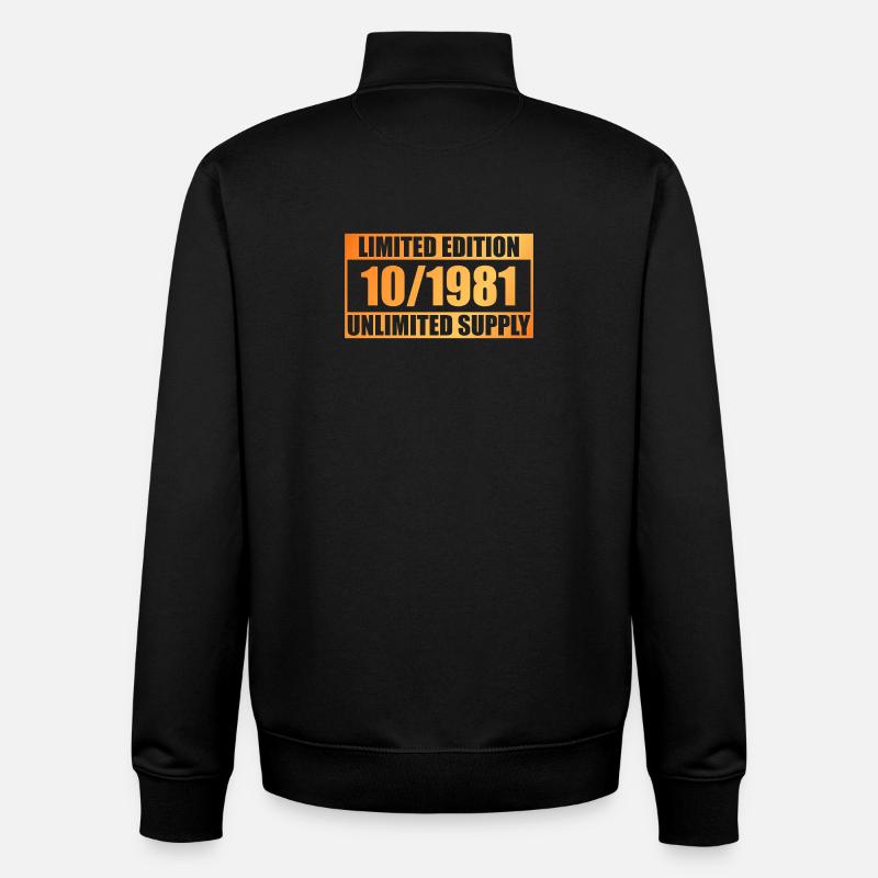 44e anniversaire Édition Limitée - ꝏ Approvisionnement 10/1981 - Sweat zippé unisexe en coton bio Stanley/Stella - noir