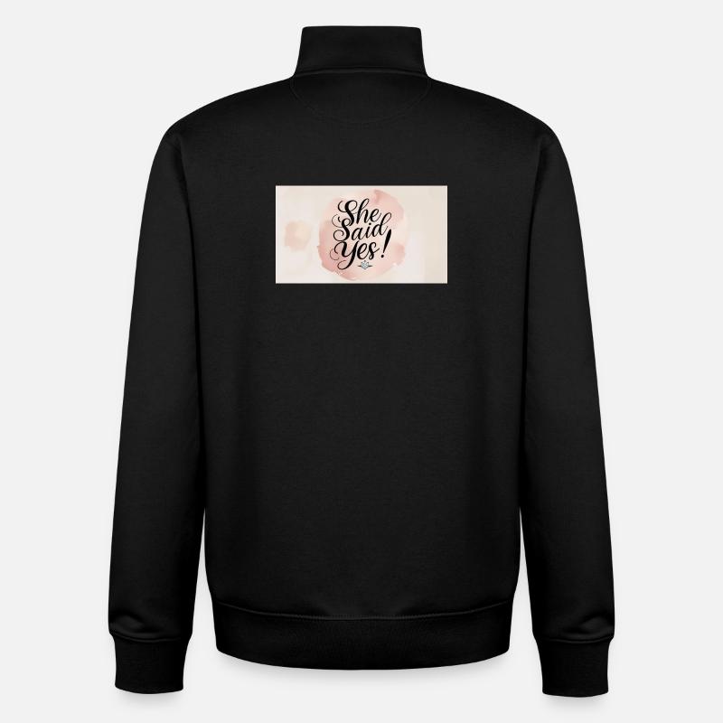 Sie sagte Ja – Verlobungsfeier Stil - Sweat zippé unisexe en coton bio Stanley/Stella - noir