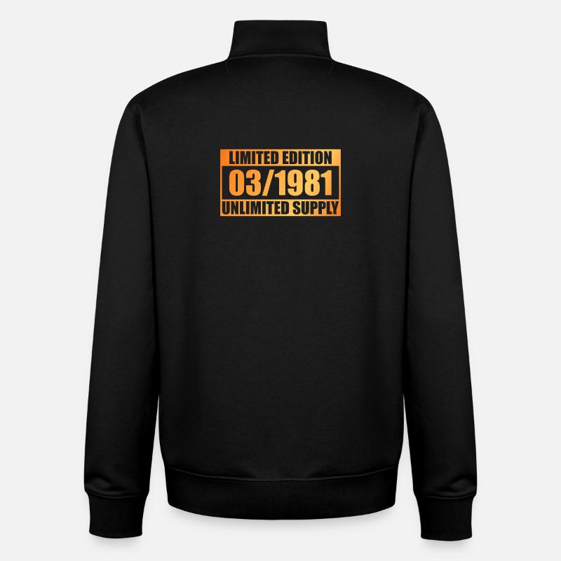 45e anniversaire édition limitée - ꝏ Approvisionnement 03/1981 - Sweat zippé unisexe en coton bio Stanley/Stella - noir