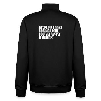 Dicipline looks boring until you see what it... - Unisex Organic Zip Sweatshirt by Stanley/Stella - black - Back - AI Model Male 185 light (185cm)