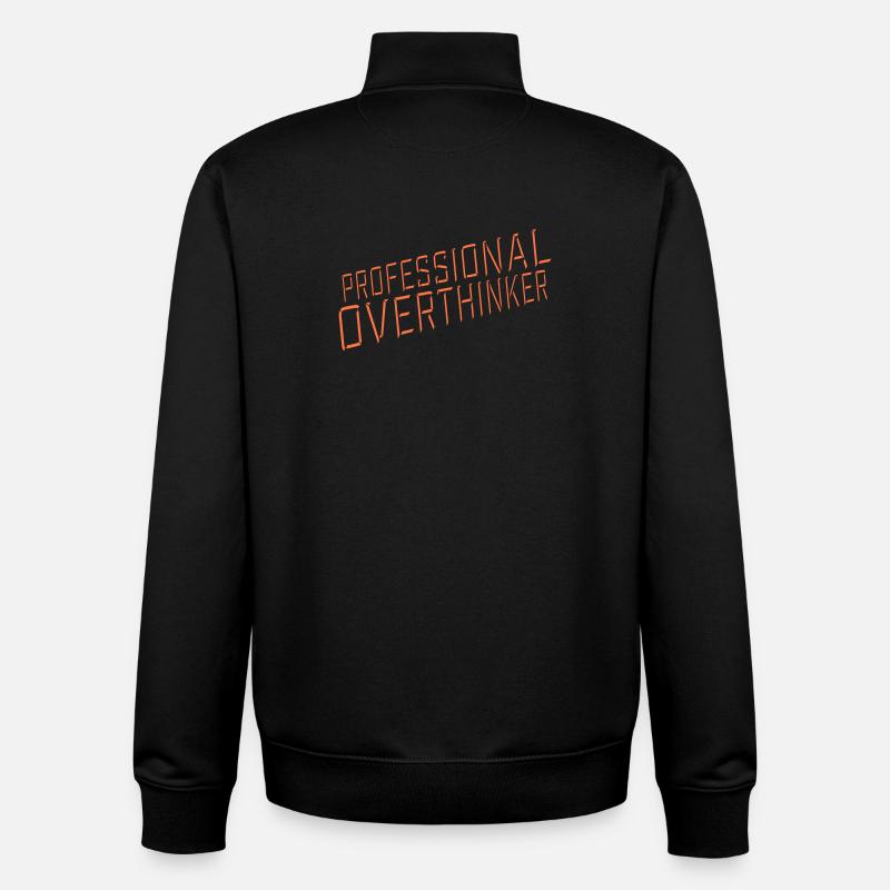 Professional Overthinker Funny Brooding Anxiety Logo - Unisex Organic Zip Sweatshirt by Stanley/Stella - black