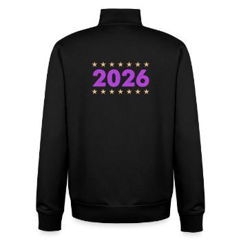 Jahr 2026 in Lila mit Sternen - Unisex Organic Zip Sweatshirt von Stanley/Stella - Schwarz - Hinten - AI Model Male 185 light (185cm)