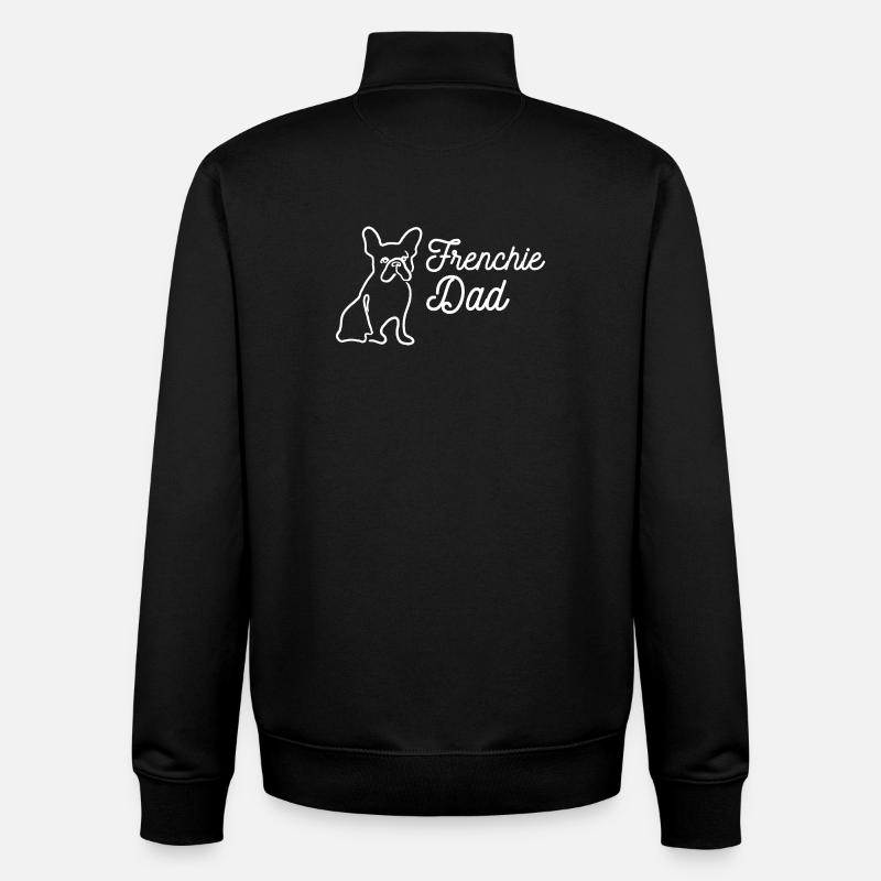 Frenchie Dad Outline Lineart - Unisex Organic Zip Sweatshirt by Stanley/Stella - black