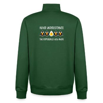 Never Underestimate The Difference You Have Made - Unisex Organic Zip Sweatshirt by Stanley/Stella - bottle green - Back - AI Model Male 185 dark (185cm)