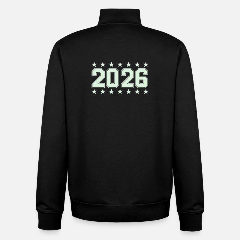 2026 Retro Blockschrift mit Sternen - Unisex Organic Zip Sweatshirt von Stanley/Stella - Schwarz