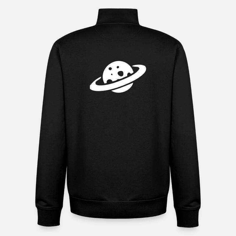 Käseplanet Saturn - Unisex Organic Zip Sweatshirt von Stanley/Stella - Schwarz