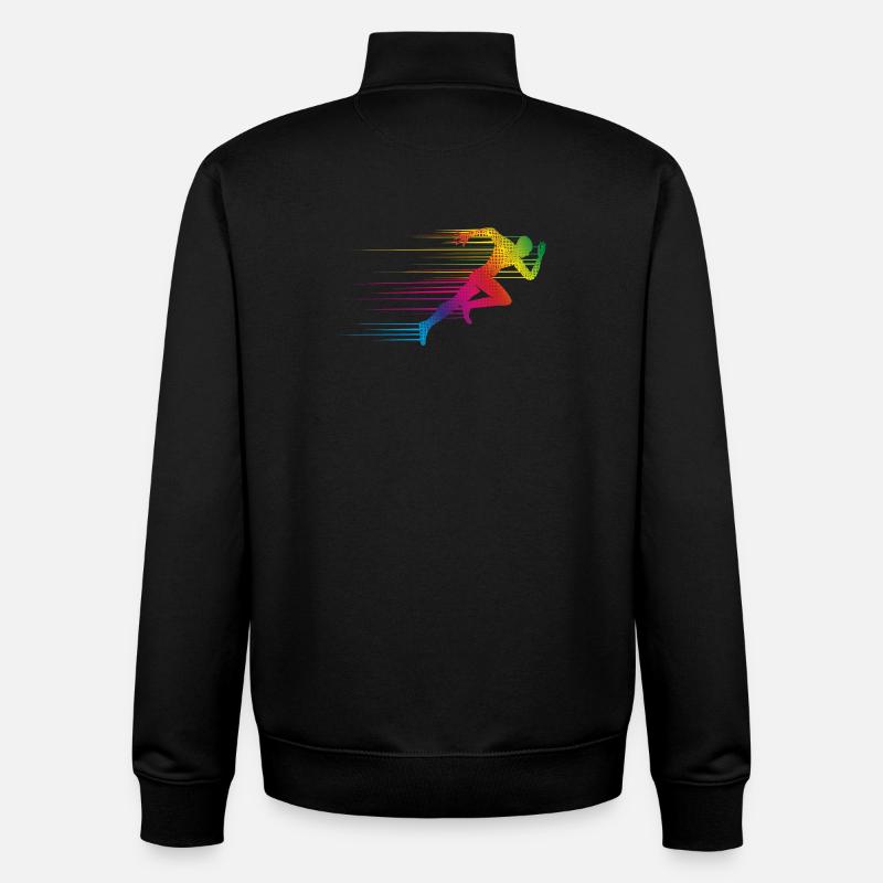 motif dynamique d'un coureur sprint - Sweat zippé unisexe en coton bio Stanley/Stella - noir