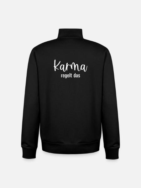 Karma regelt das - Unisex Organic Zip Sweatshirt von Stanley/Stella - Schwarz
