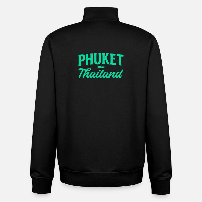 Phuket Thailand Teal Script - Unisex Organic Zip Sweatshirt by Stanley/Stella - black