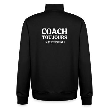 coach sportif, prof de sport, cours de sport - Sweat zippé unisexe en coton bio Stanley/Stella - noir - Dos - AI Model Male 185 light (185cm)