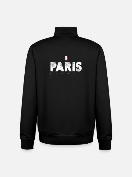 Paris Distressed Glyphs with French Flag - Unisex Organic Zip Sweatshirt by Stanley/Stella - black