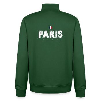 Paris Distressed Glyphs with French Flag - Unisex Organic Zip Sweatshirt by Stanley/Stella - bottle green - Back - AI Model Male 185 dark (185cm)