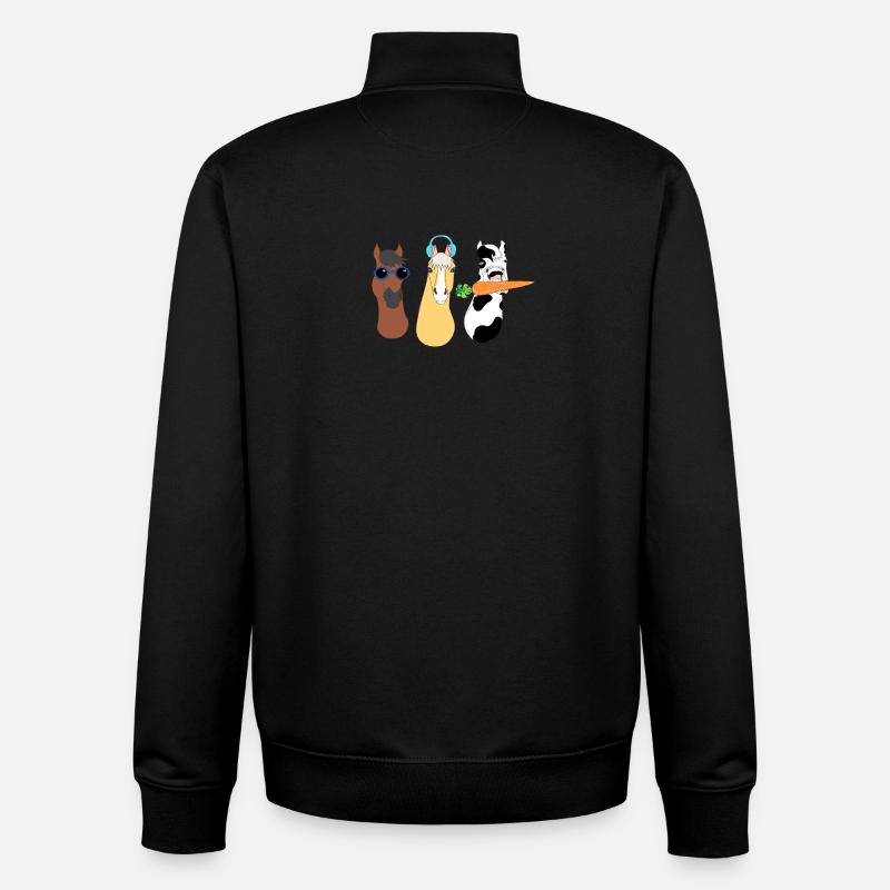 Funky Tierdesign mit bunten Accessoires - Unisex Organic Zip Sweatshirt von Stanley/Stella - Schwarz