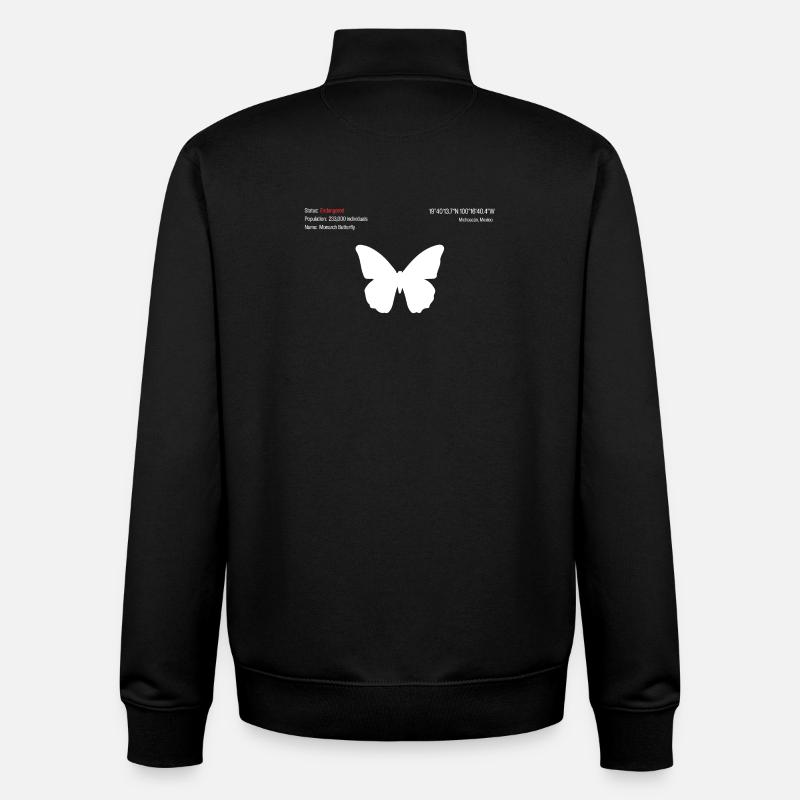 Papillon - Sweat zippé unisexe en coton bio Stanley/Stella - noir