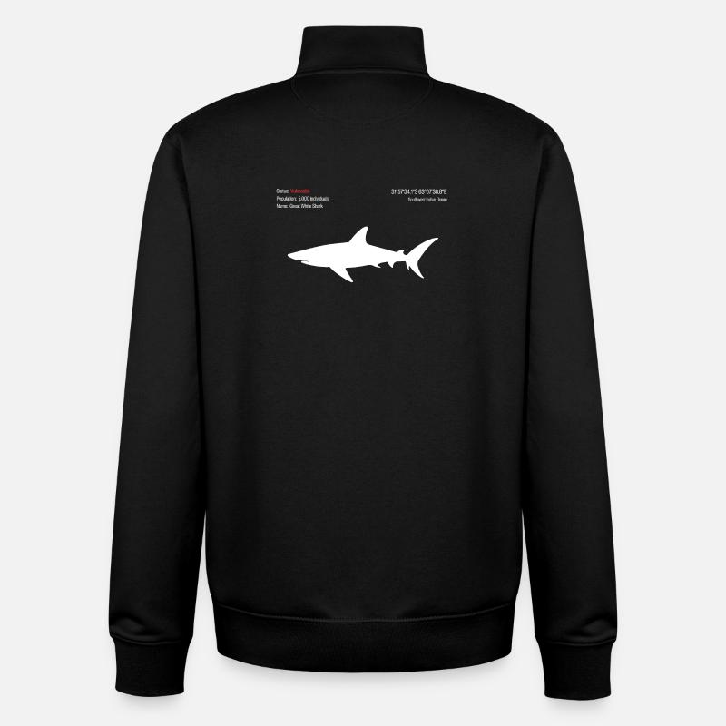 Requin - Sweat zippé unisexe en coton bio Stanley/Stella - noir