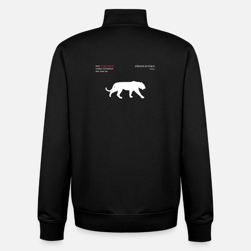 Tigre - Sweat zippé unisexe en coton bio Stanley/Stella - noir