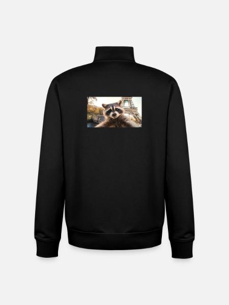 Raton laveur à Paris - Sweat zippé unisexe en coton bio Stanley/Stella - noir