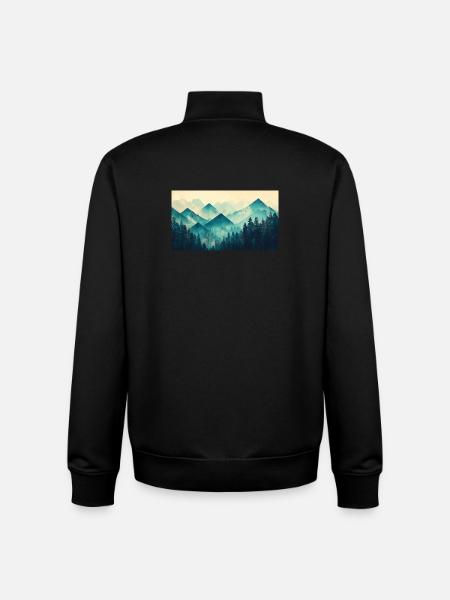 forest mountains - Unisex Organic Zip Sweatshirt by Stanley/Stella - black