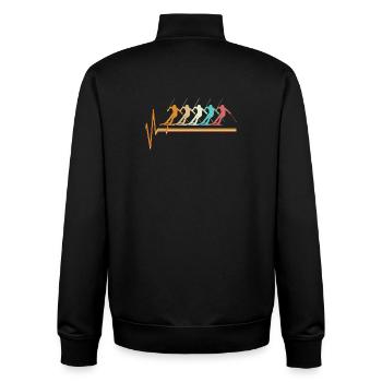 Retro-Skifahren Herzschlag Puls Retro Wintersportarten - Unisex Organic Zip Sweatshirt von Stanley/Stella - Schwarz - Hinten - AI Model Male 185 light (185cm)