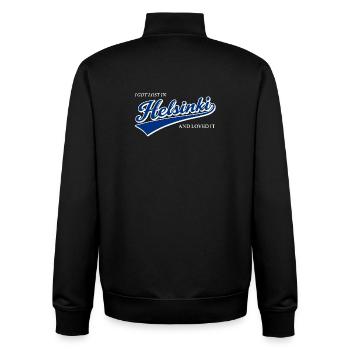 Ich habe mich in Helsinki verlaufen und es geliebt - Unisex Organic Zip Sweatshirt von Stanley/Stella - Schwarz - Hinten - AI Model Male 185 light (185cm)