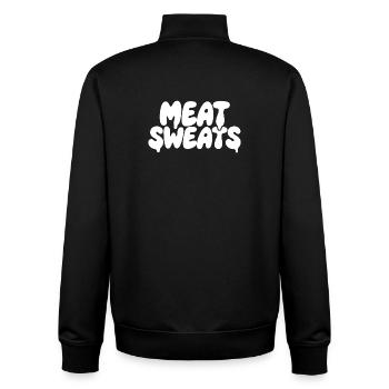 Meat Sweats BBQ Saying Meat Humor - Unisex Organic Zip Sweatshirt by Stanley/Stella - black - Back - AI Model Male 185 light (185cm)