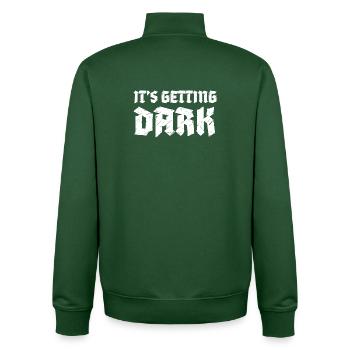 C’est Getting Dark Graffiti design typographique - Sweat zippé unisexe en coton bio Stanley/Stella - vert bouteille - Dos - AI Model Male 185 dark (185cm)