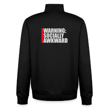 Warning Socially Awkward Funny Social Clumsy - Unisex Organic Zip Sweatshirt by Stanley/Stella - black - Back - AI Model Male 185 light (185cm)