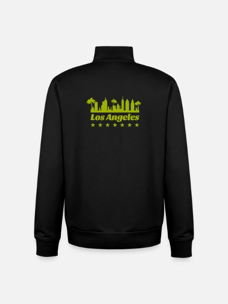 Los Angeles Skyline Palm Trees Silhouette - Unisex Organic Zip Sweatshirt by Stanley/Stella - black