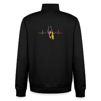 Vertical Scarf Heartbeat Aerial Acrobatics Aerial Silk - Unisex Organic Zip Sweatshirt by Stanley/Stella - black - Back - AI Model Male 185 light (185cm)