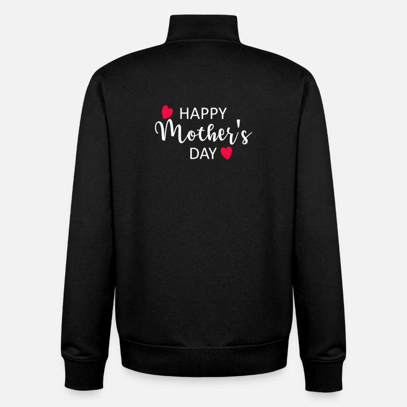 Happy Mother's Day Script Hearts - Unisex Organic Zip Sweatshirt von Stanley/Stella - Schwarz