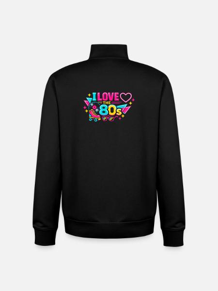 I love the 80s neon - Unisex Organic Zip Sweatshirt by Stanley/Stella - black