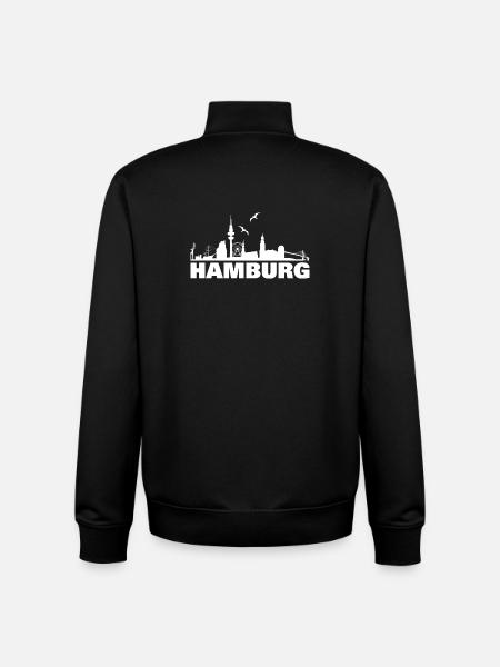 Hambourg silhouette - blanc - Sweat zippé unisexe en coton bio Stanley/Stella - noir