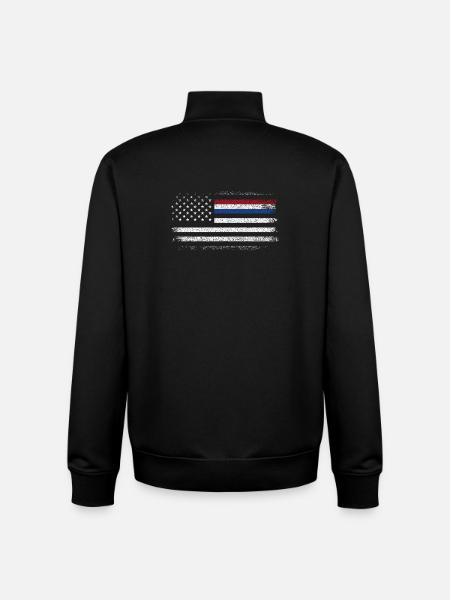 Drapeau américain robuste avec accent bleu - Sweat zippé unisexe en coton bio Stanley/Stella - noir
