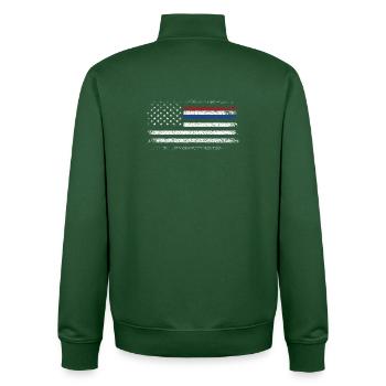 Rugged American Flag with Blue Accent - Unisex Organic Zip Sweatshirt by Stanley/Stella - bottle green - Back - AI Model Male 185 dark (185cm)