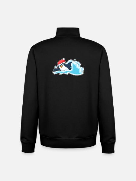 Pingouin Noël baignade - Sweat zippé unisexe en coton bio Stanley/Stella - noir
