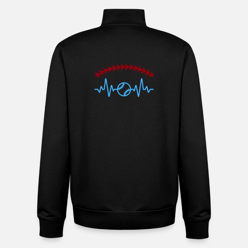 Heartbeat Baseball - Sweat zippé unisexe en coton bio Stanley/Stella - noir