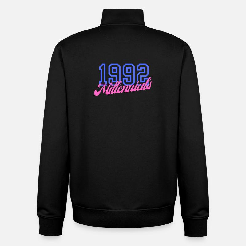 Retro 1992 Millennial Numerisches Design - Unisex Organic Zip Sweatshirt von Stanley/Stella - Schwarz