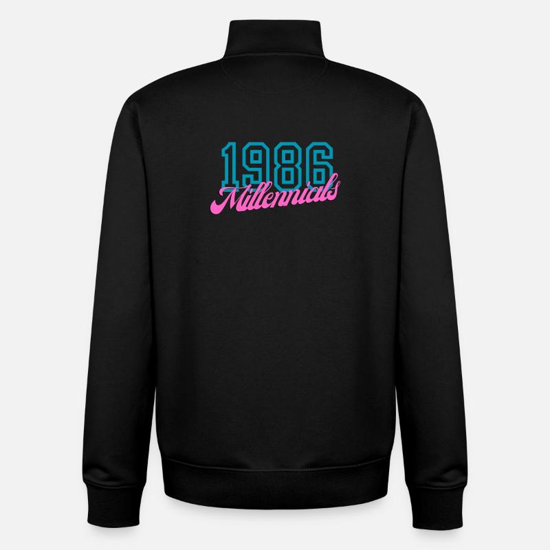 1986 Millennials Retro Numeric Design - Unisex Organic Zip Sweatshirt by Stanley/Stella - black