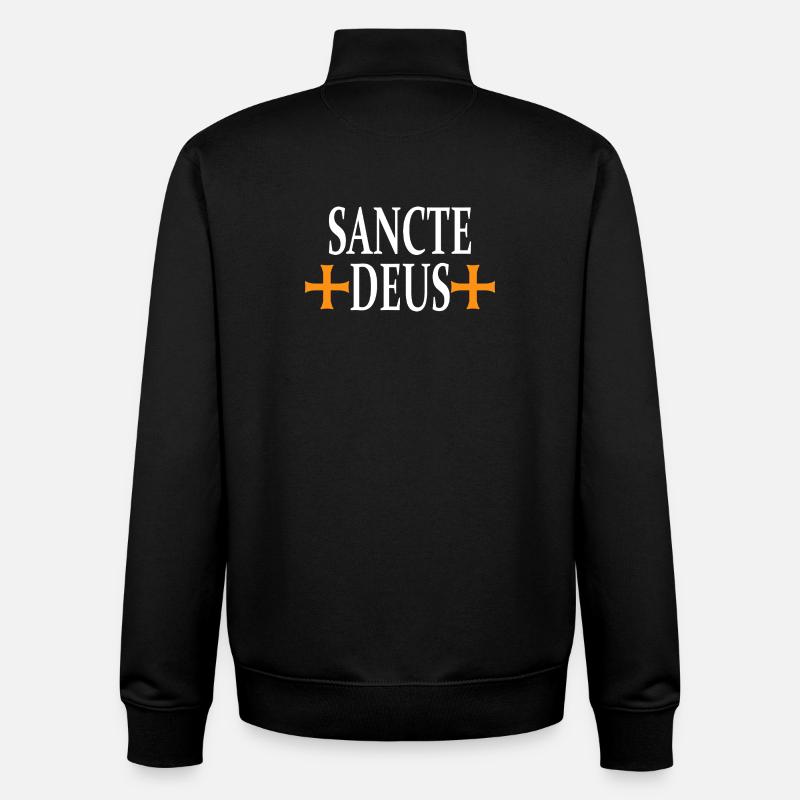 Sancte Deus Cross Religious Design - Unisex Organic Zip Sweatshirt by Stanley/Stella - black