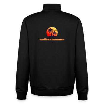 Endless Summer – Sunset & Palm Trees - Unisex Organic Zip Sweatshirt by Stanley/Stella - black - Back - AI Model Male 185 light (185cm)