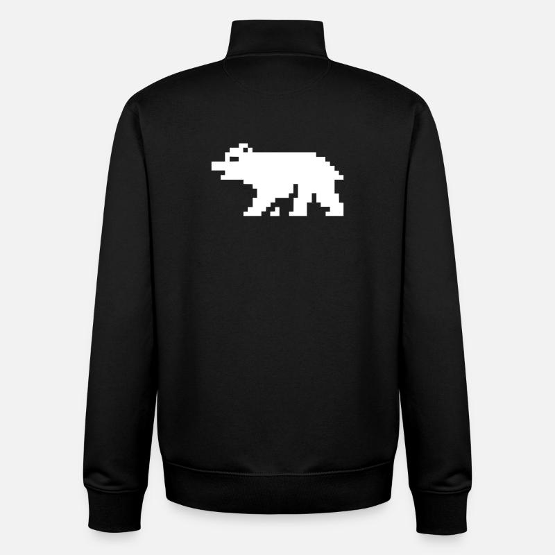 Ours en pixels 8 bits - Sweat zippé unisexe en coton bio Stanley/Stella - noir
