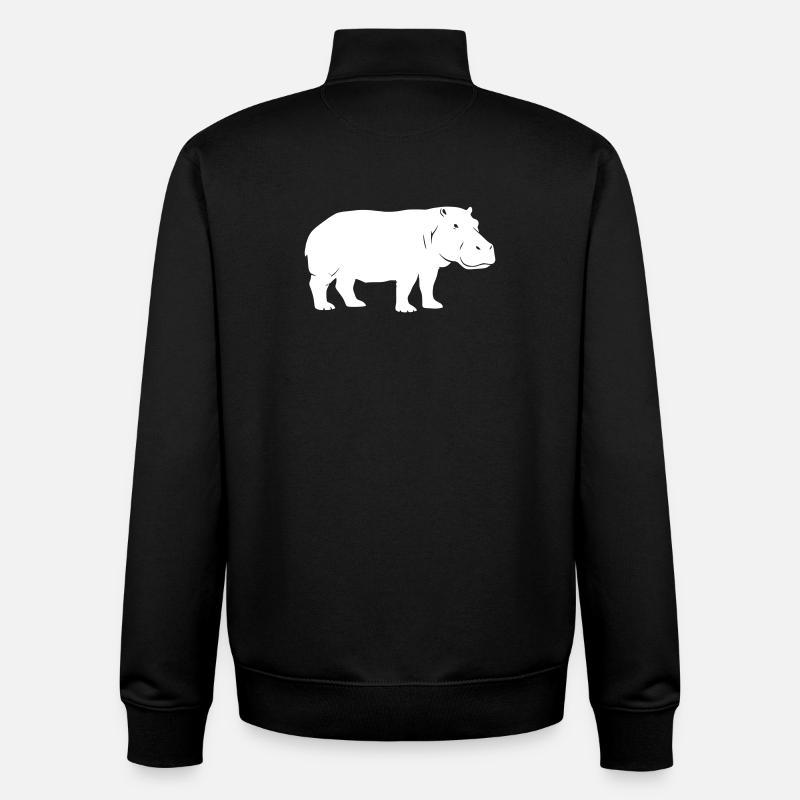 Hippo Silhouette Africa Vector - Sweat zippé unisexe en coton bio Stanley/Stella - noir