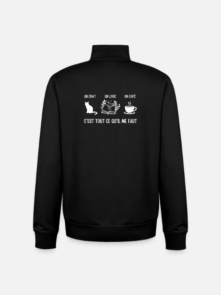 Cat Book Coffee: Everything You Need - Unisex Organic Zip Sweatshirt by Stanley/Stella - black